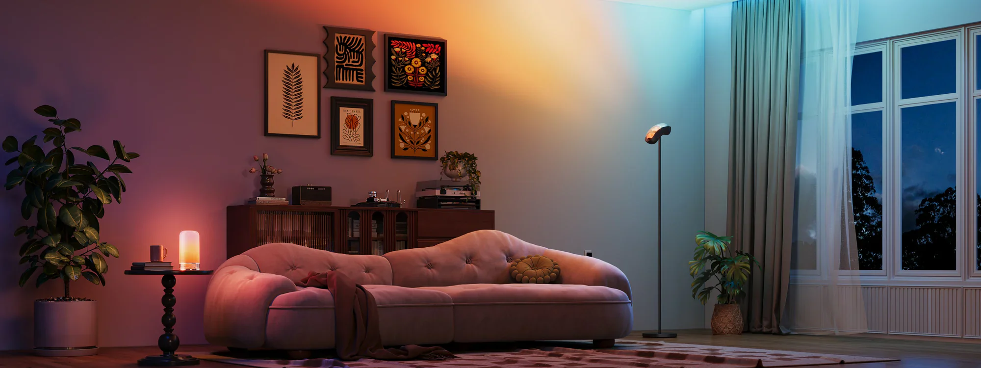 A still life lit by several competing light sources